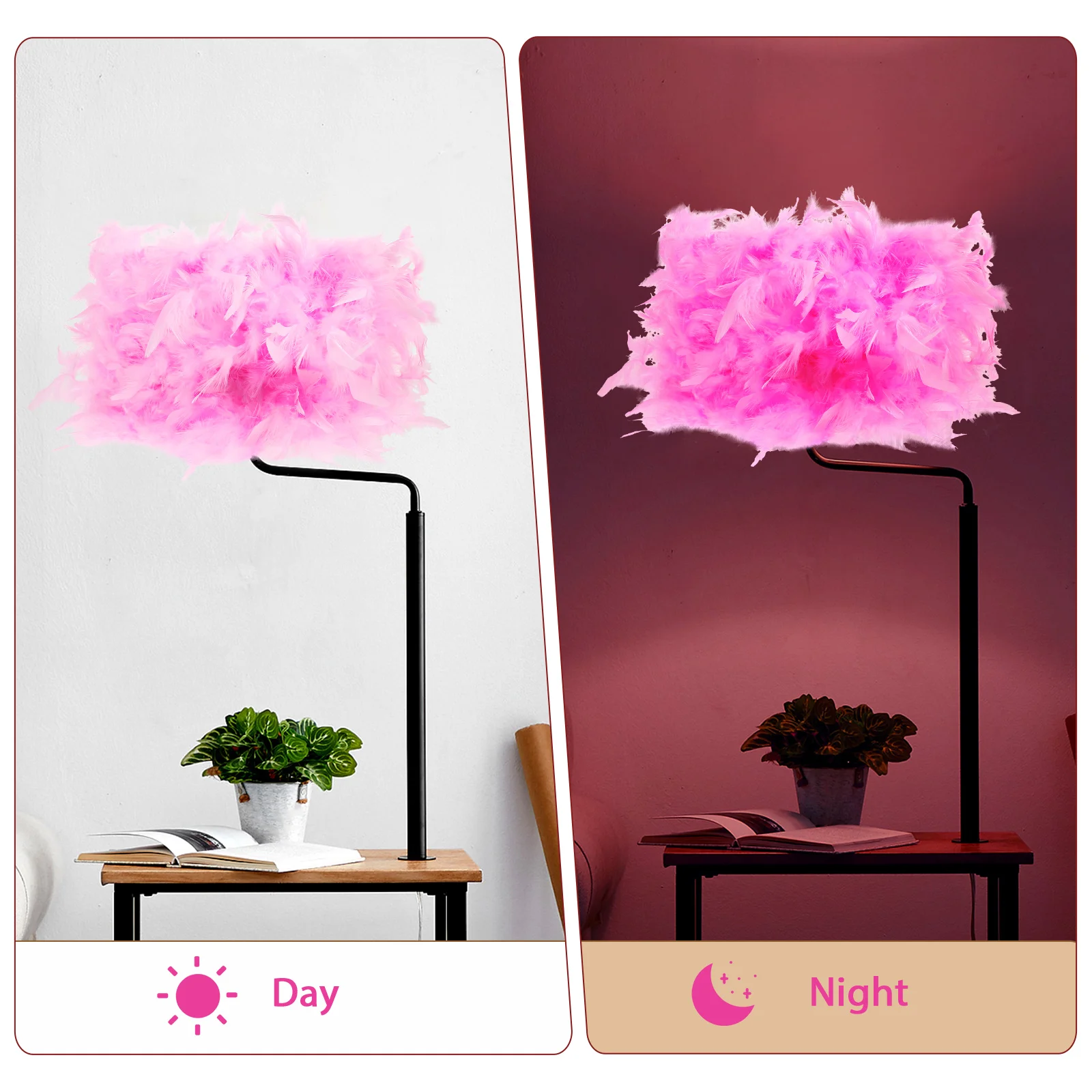 

Faux Plume Lampshade E27 E14 Fabric Shade for Bedroom Floor Lamps Easy Install Romantic Decorative Aesthetic Cover