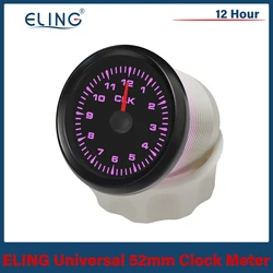 Newest Car Universal 52mm Clock Meter Gauge 12 Hour Format with 8 Colors Backlight for Yacht Boat Truck 12V 24V