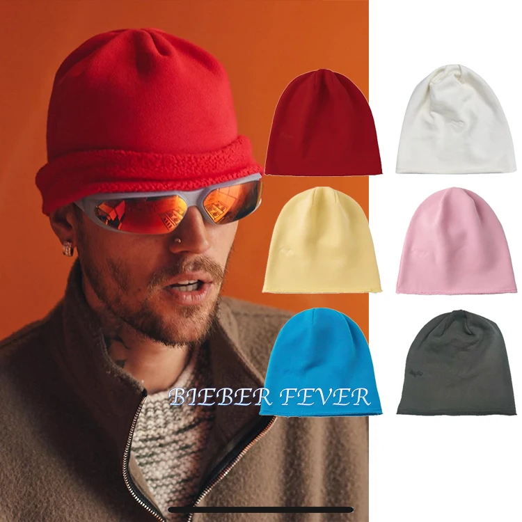 Justin Bieber Skylrk Simple Color Embroidered Cold Hat Skiing Cap Unisex Cotton round Top Winter Capsule Collection