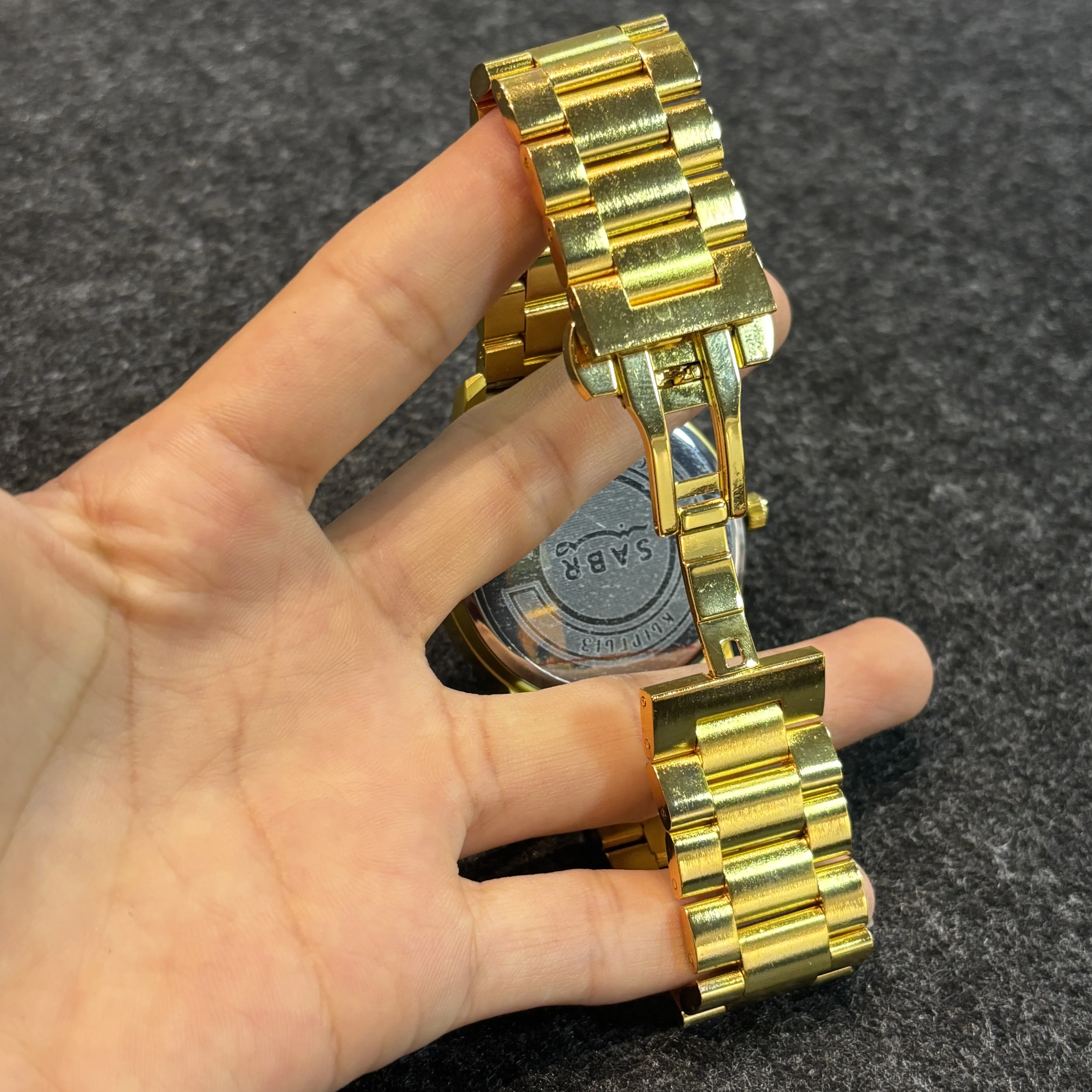 サブール アラビア数字腕時計 マグネットビーズポインターウォッチ ミラーなし ゴールド アラビア数字腕時計セット トップラグジュアリー メンズ腕時計