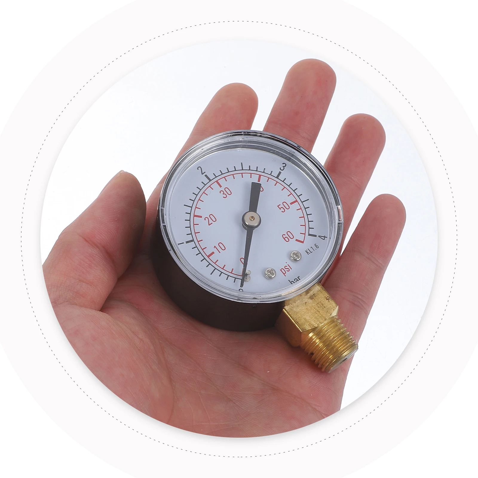 

Pressure Gauge 50mm Diameter Clear Markings Mini Size Versatile BAR NPT Compressor Air Water Oil Gas Non Corrosive Brass Reducer