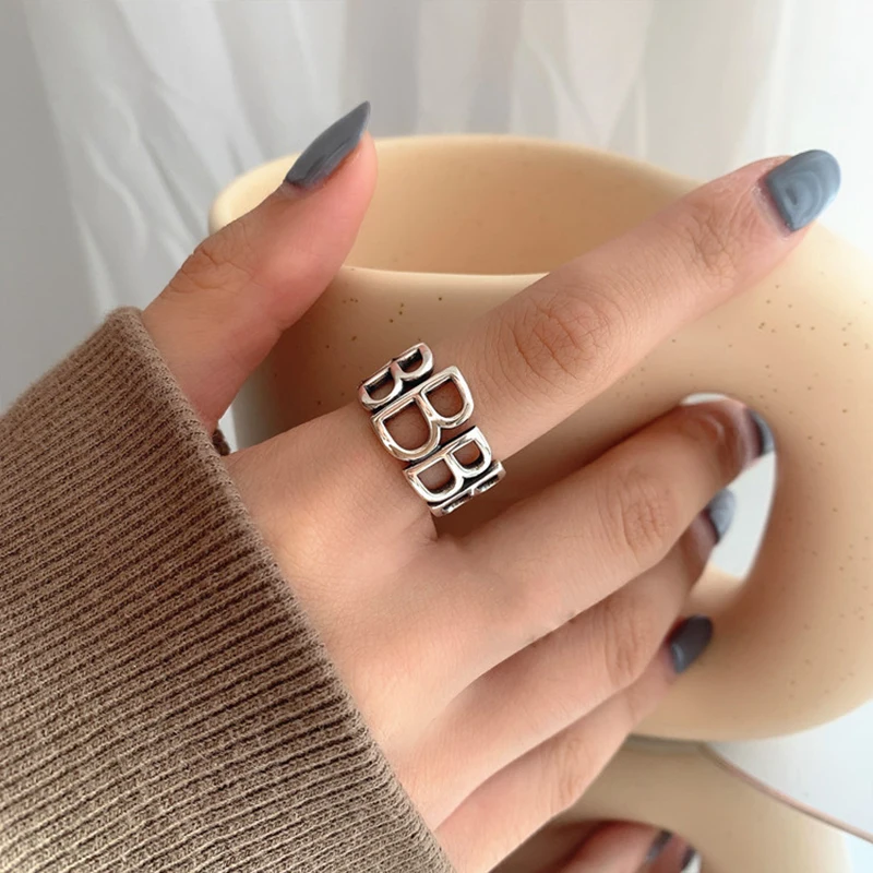 Anillos de plata de ley 925 con letras B para mujer, joyería de calidad de lujo, venta al por mayor, todas las ofertas de moda