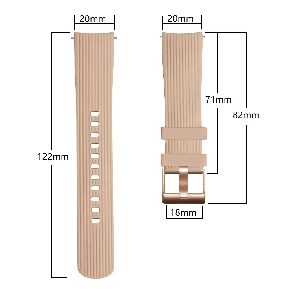 Silicone 20mm Strap For Samsung Galaxy Watch 6/5/4/3 Active 2 40 44mm Watchband Bracelet Galaxy Watch 42mm Rose Gold Buckle Belt