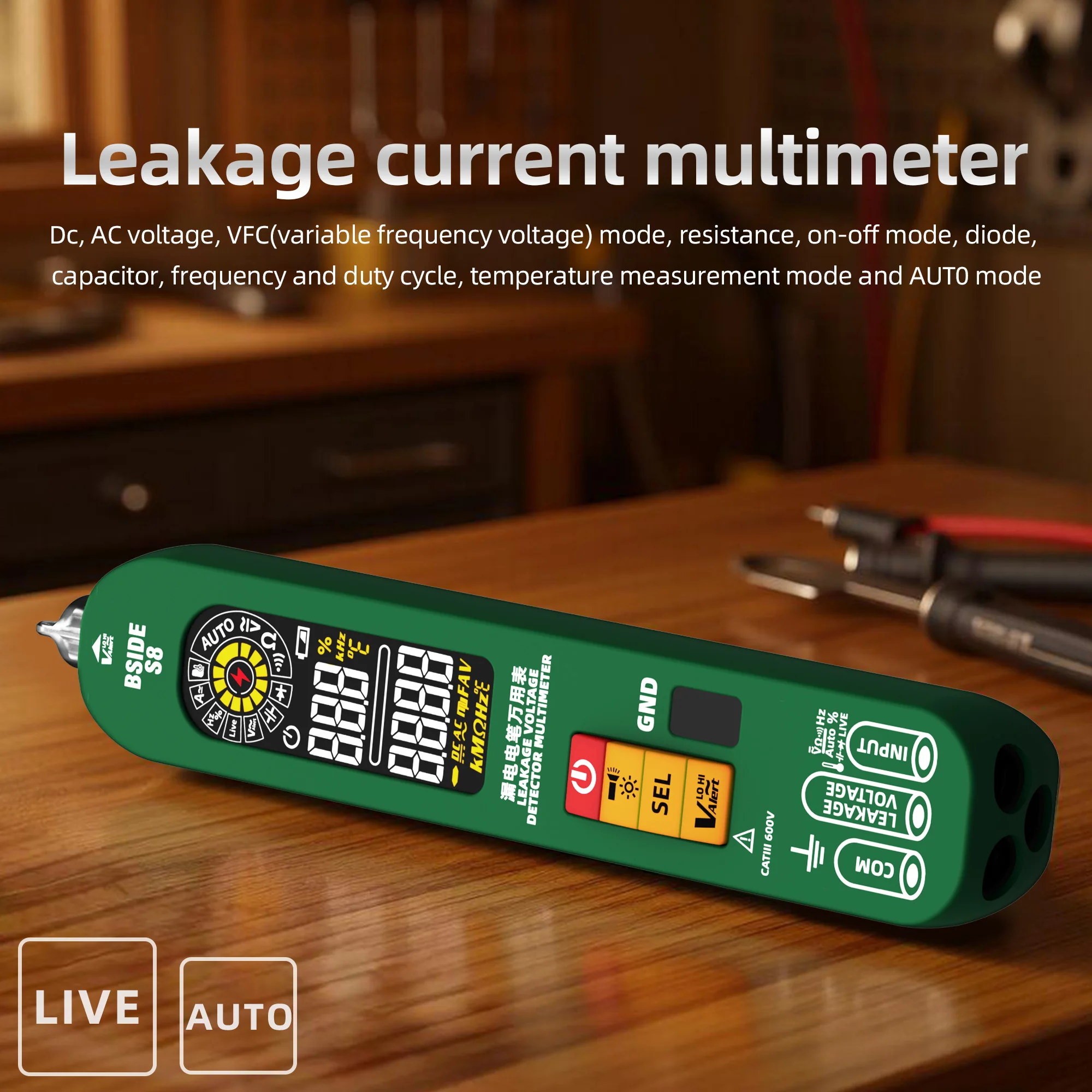 Voltage Tester Pen Type Multimeter Digital Professional 6000 Non-Contact Detection Leakage AC/DC Voltage Ohm meter Tool BSIDE S8