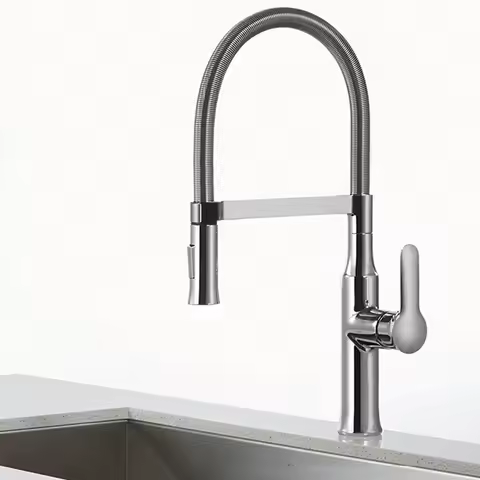 TOLM Chrome Kitchen Faucets With Pull Out Sprayer Matte Black Kitchen Sink Water Tap With Deck Plate Single Hole Single Handle