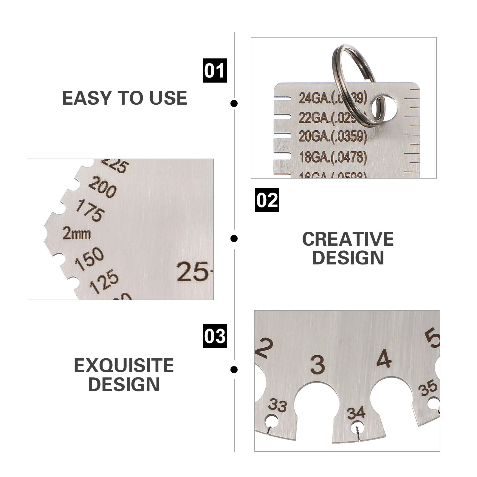 

3Pcs Wet Film Comb Thickness Gauge Set Heavy Duty Stainless Steel Wire Gauge for Accurate Material Measurement Round Cable