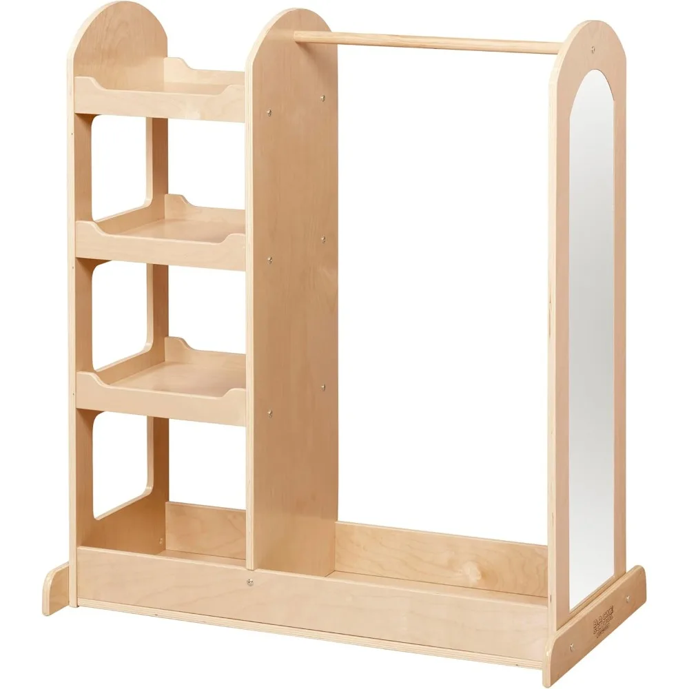 

Double-Sided Dress-Up Center with Mirror, Clothes Rack, Natural