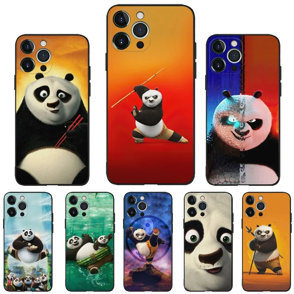 Kungs F-Fu Cool P-Pandas Phone Case For iPhone 16,15,14,13,12,11,Plus,Pro Max,XS,X,XR,SE,Mini,8,7 Soft Silicone Black Cover