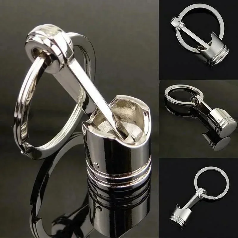 1/2/4/6pcs Car Engine Piston Style Keychain Key Ring Creative Metal Piston Model Keyring Keyfob Key Pendant KeyChain Decor
