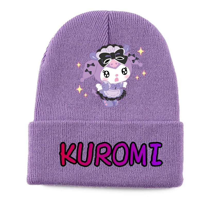 Anime Cartoon Kuromi My Melody Kawaii Purple Knitted Beanies Winter Warm Soft Cute Students Comfortable Men Women Outdoor Cap