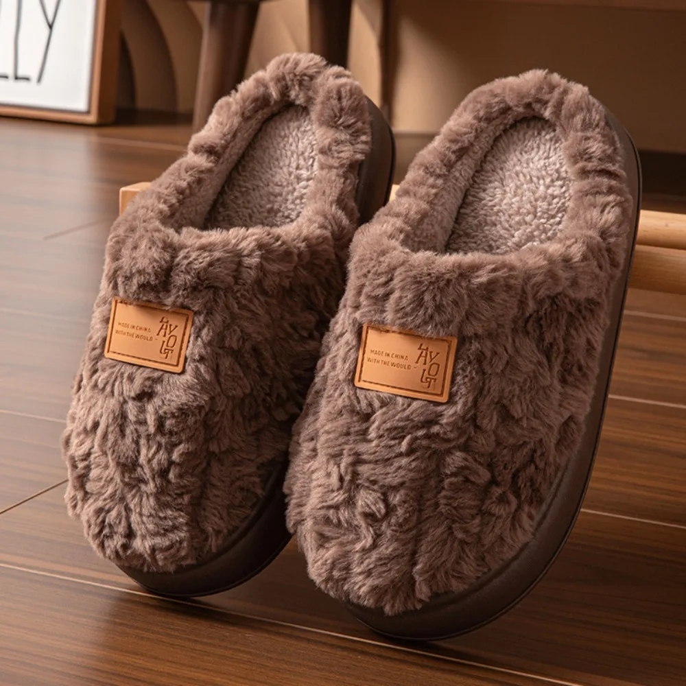 Comfortable Furry Slippers Cotton Non-slip House Slides Keep Warm Indoor Slides Winter