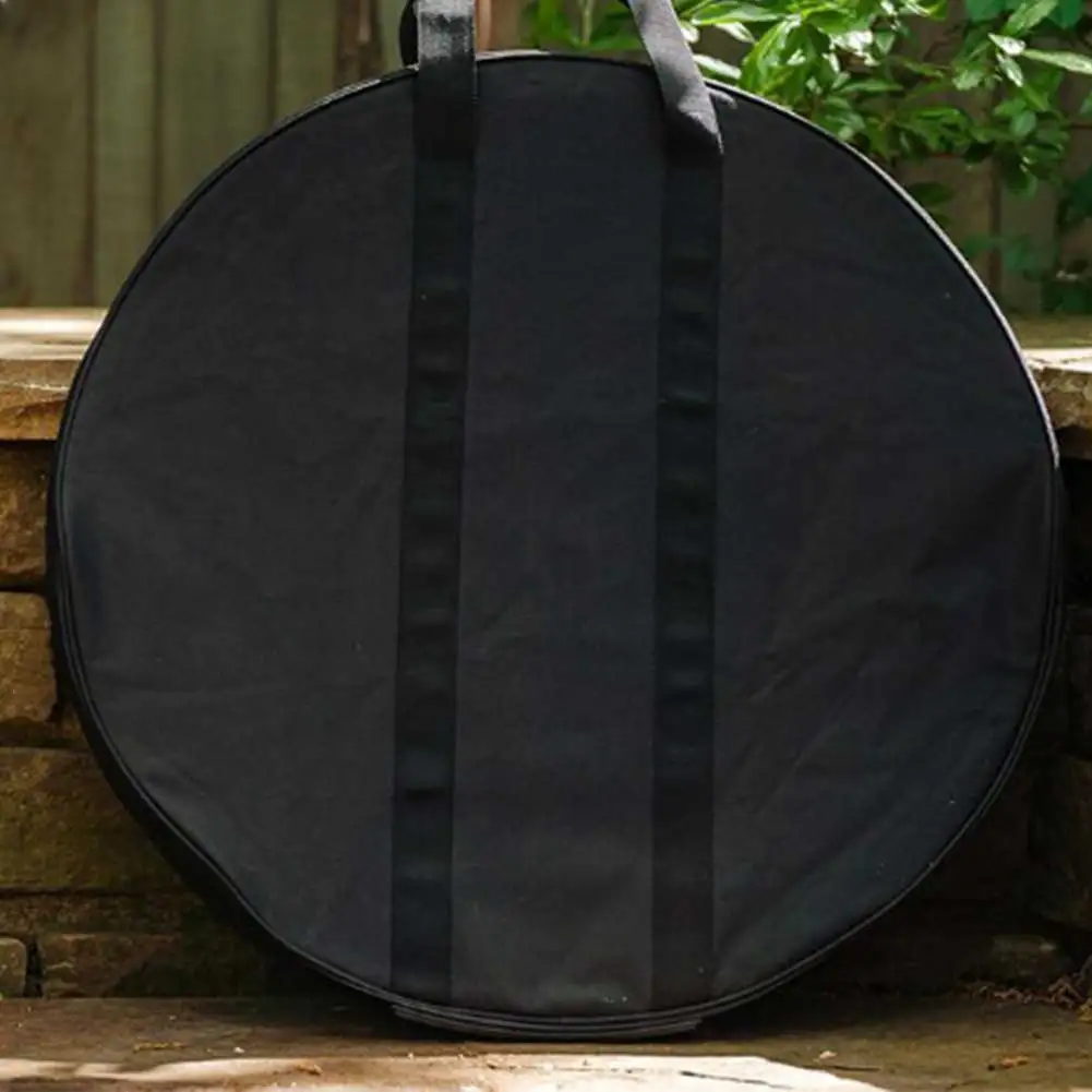 600D Polyester Round Carry Bag for Bonfire Heat Deflector Weather Resistant D65.5 H10cm Black Fireplace Accessory Tote