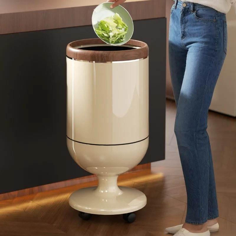 Pedestal Trash Can Movable Premium Home Kitchen Living Room Large Capacity Storage Bin Garbage Can Trash Can Kitchen Garbage Bin