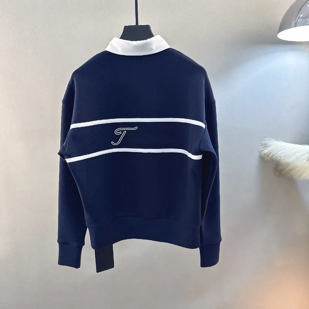 Women's Golf Faux Two-Piece Shirt Sweatshirt 2026 Fall New Korean Style Model Style Outdoor Sporty Casual Thick Letter Print UV