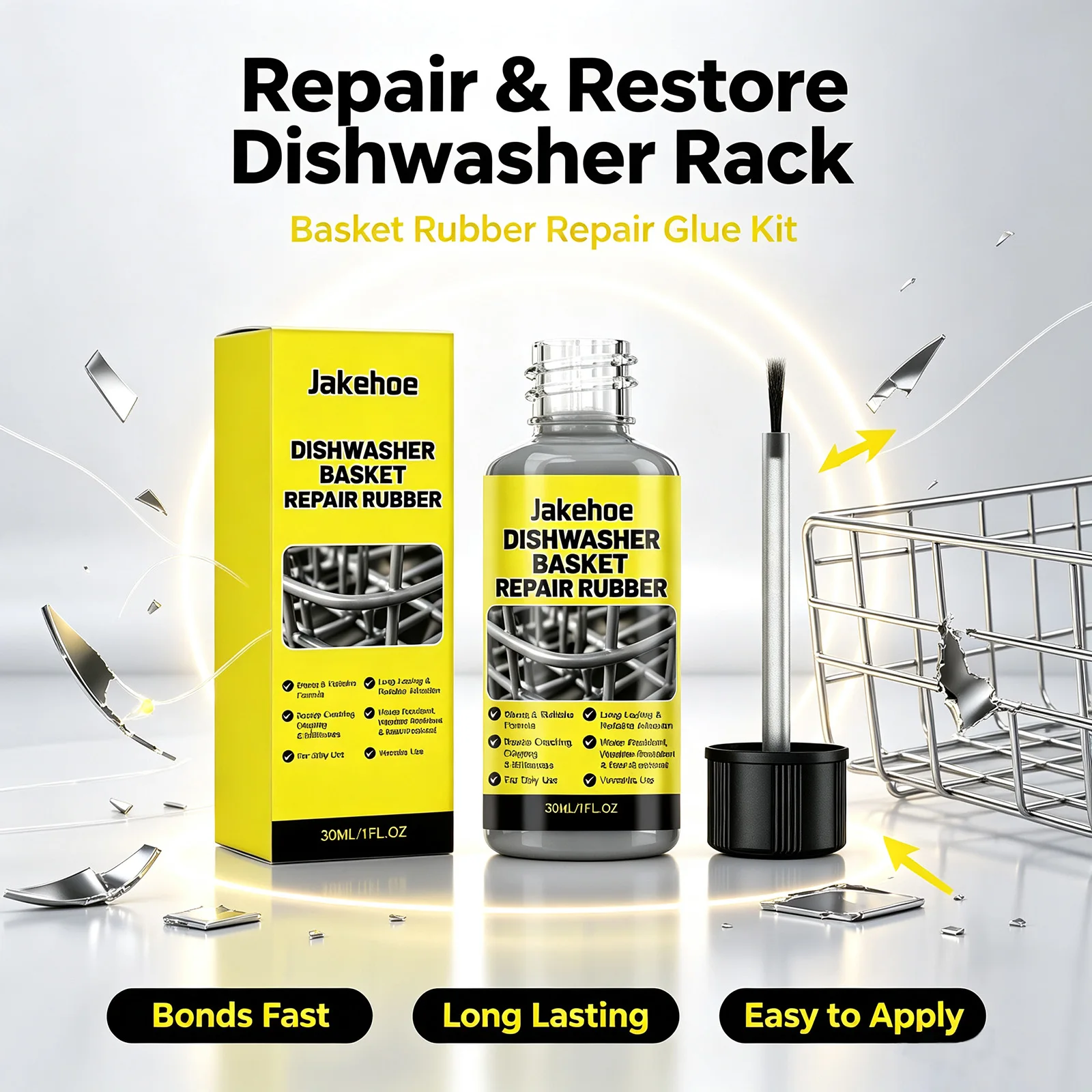 Dishwasher Basket Repair Rubber Coating, Waterproof Rust Resistant Adhesive Easy to Use Surface Repair Glue for Kitchen Basket
