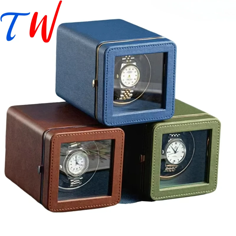 

Personalized custom logo Color Leather 1 Slot Five Adjustable Modes Exquisite Mini Watch Winder with Light Mechanical Watch Case