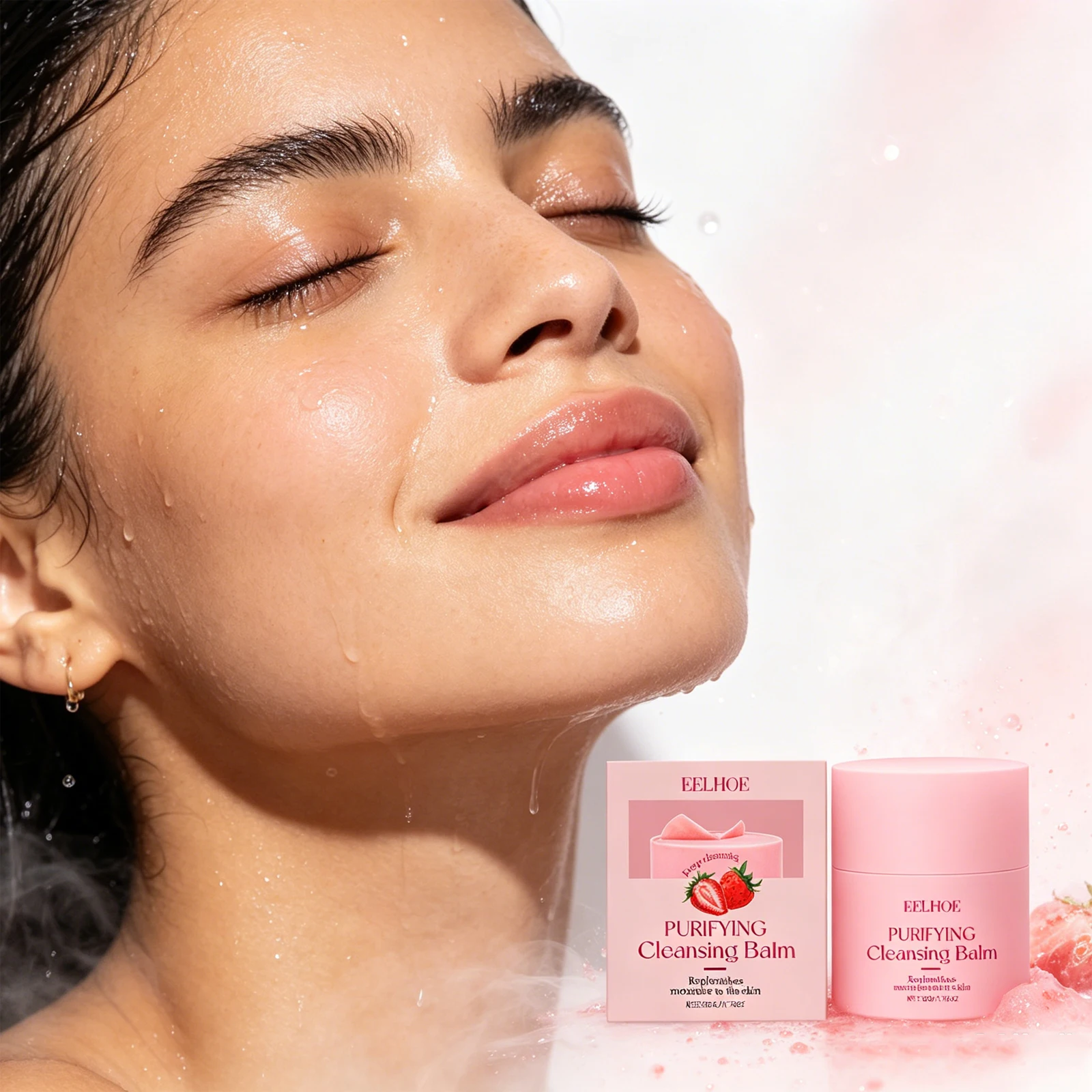 EELHOE 50g Strawberry Makeup Remover Cleansing Cream Gentle Face Cleanser Moisturizing Hydrating For Soft Smooth Skin