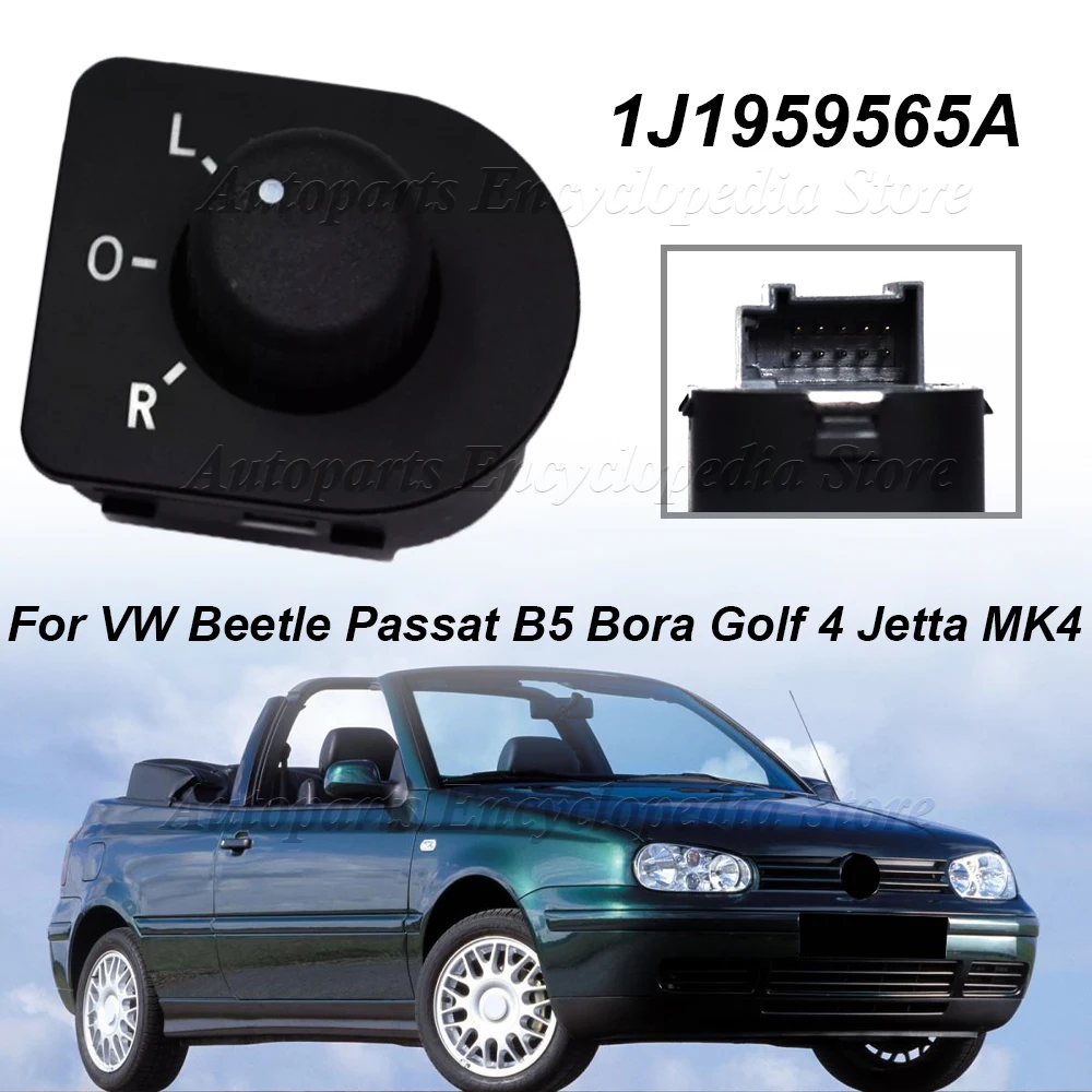 Botón de control de ajuste del espejo retrovisor lateral del coche, piezas de repuesto para VW Beetle Passat B5 Bora Golf 4 Jetta MK4 1J1959565A