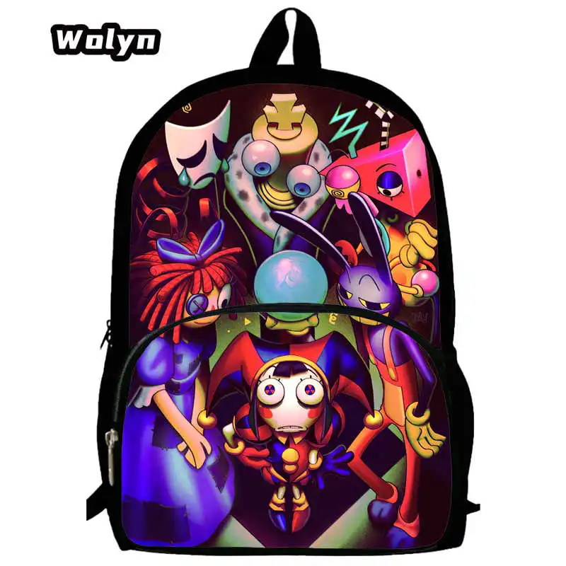 Mochila escolar de circo Digital para niños, bolsas de libros de dibujos animados, gran capacidad, grado 1-4