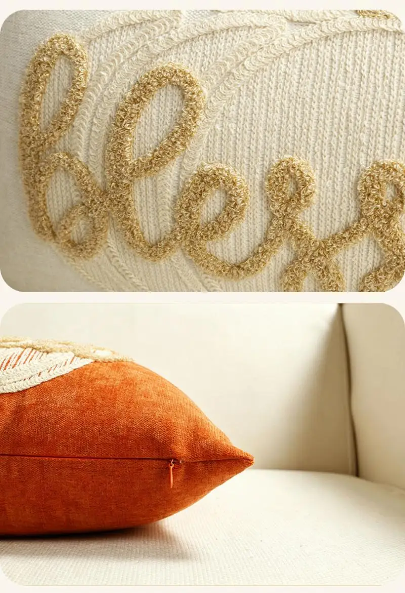Herbst-Ernte Handtuchbestickter Kürbis-Kissenbezug Cojines Retro Unsichtbarer Reißverschluss Sofa Dekorative Kissenhüllen 30x50cm – Detail 8