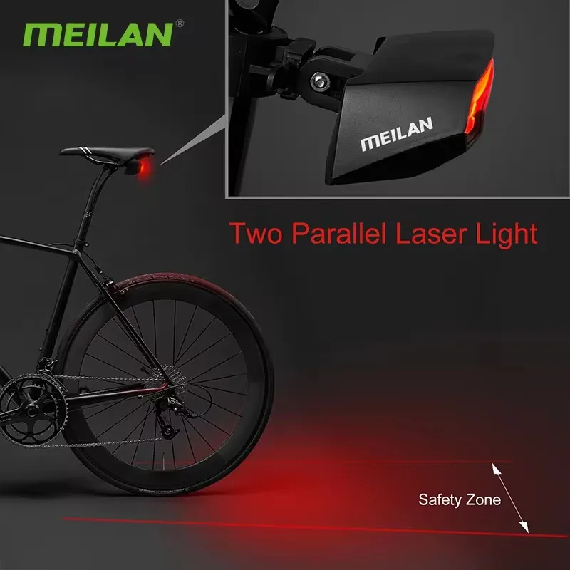 MEILAN X5 Bike Taillight Smart USB LED Wireless Remote Control Bicycle Rear Light MTB Road Laser Turn Signal Cycling Lamp