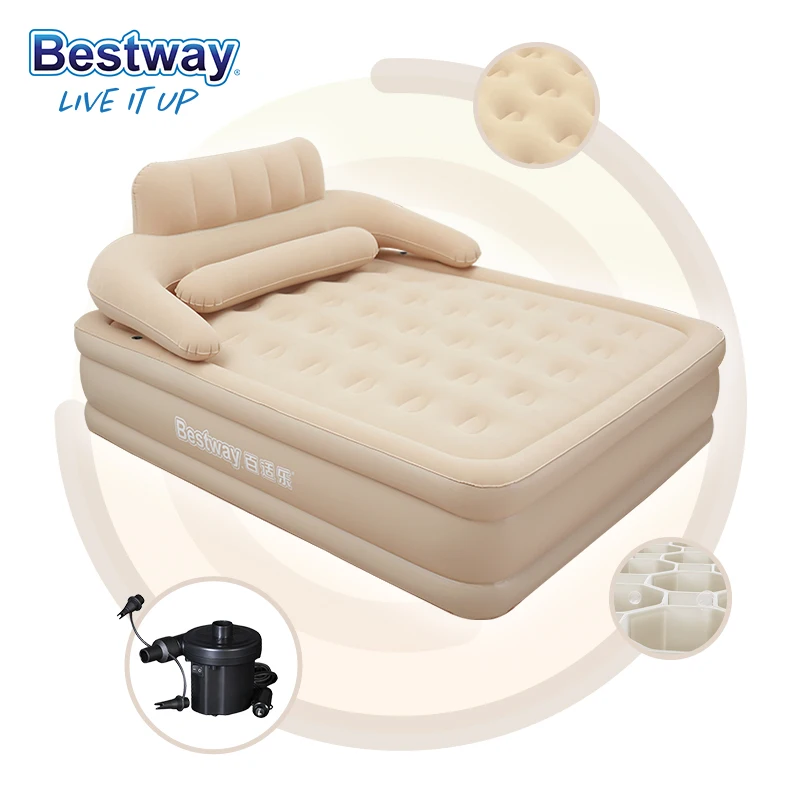 

6719N Backrest Inflatable Air Bed Mattress With Built in Pump Custom Double Inflatable Mattress