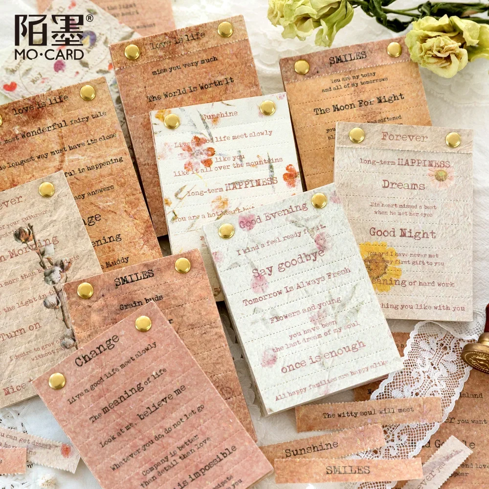 25 Sheet Vintage English Phrases Quote Craft Paper Junk Journal Planner Words Decorative Card Making Scrapbooking Material Paper