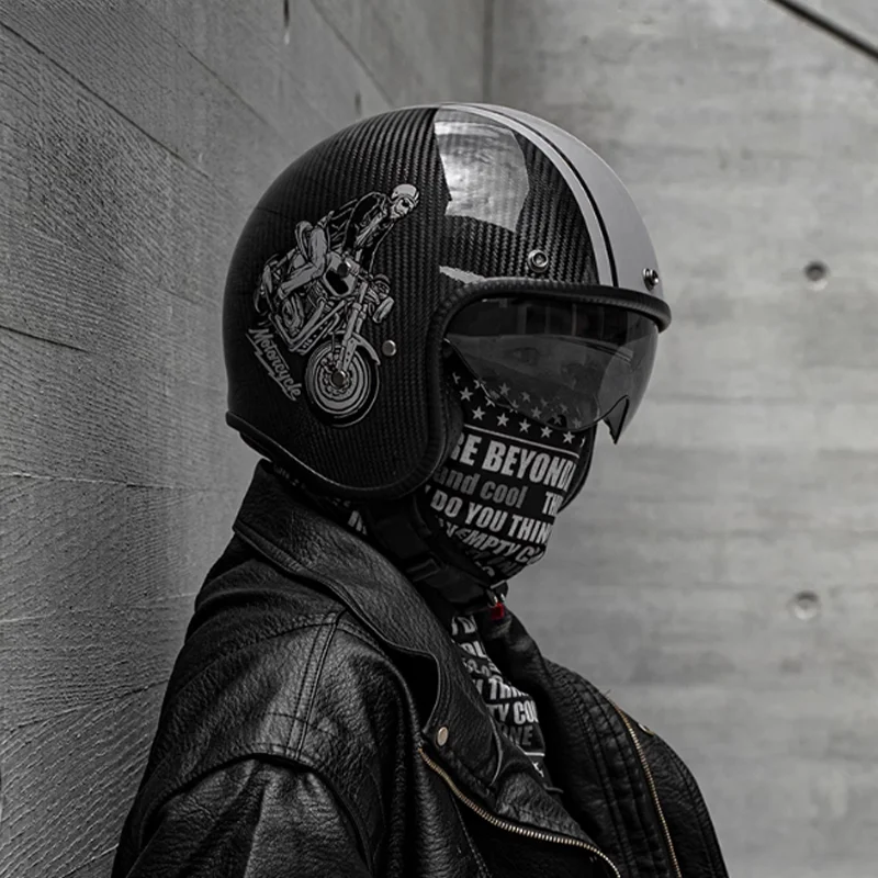 

ECE Approved Ultra-Durable 3K Carbon Fiber Motorcycle Three Quarters Helmet Scratch Resistant Easy Clean Surface Reduced Noise