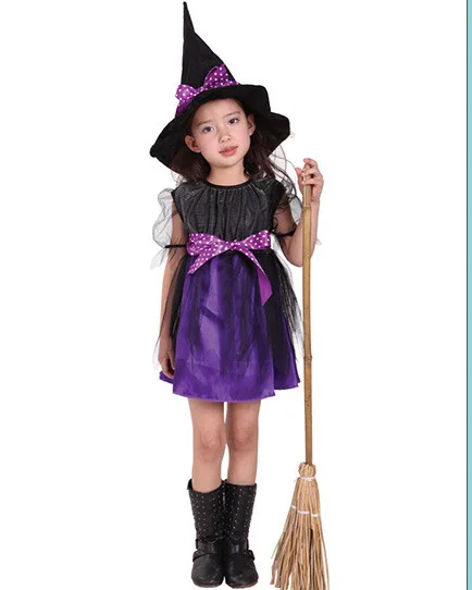 Costume d'Halloween pour Enfants, Robe de Sorcière Cosplay Anime, Ensemble de Robe Citrouille