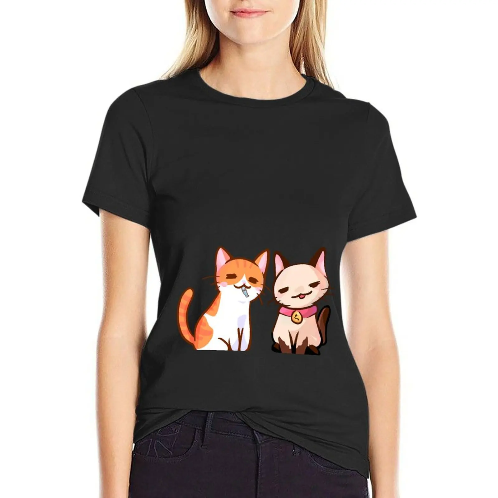

Two Sleepy Cats T-Shirt sports fans quick drying tops plain Women's tee shirt