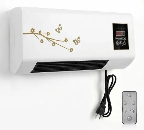 Wall-Mounted Air Conditioner and Heater Combo, 1800W Ductless Portable AC Fan Unit, No Window Needed, 2-in-1 PTC Fast Heating & Natural Airflow for Bedroom, Garage, RV, Camper (Brown)