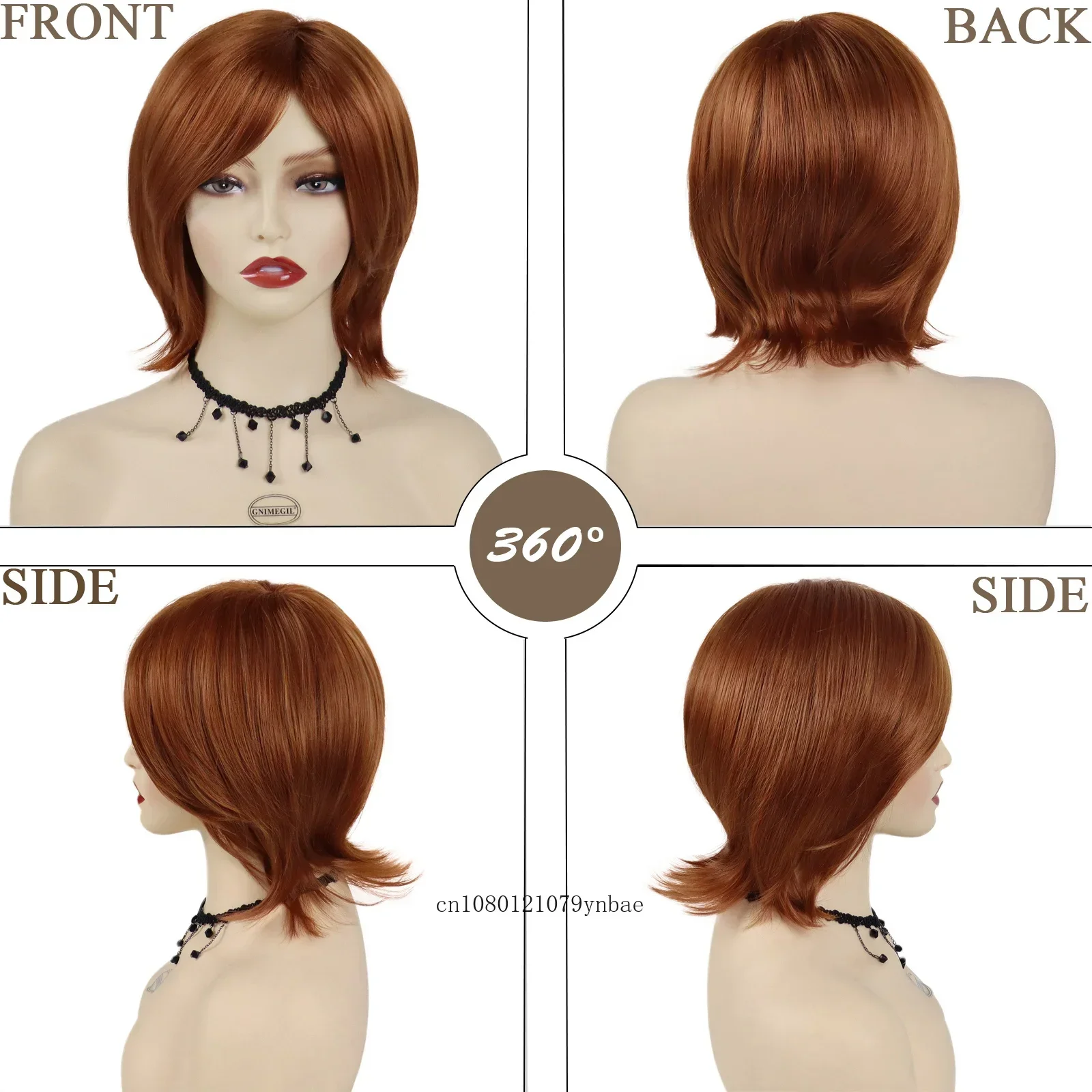 Red Brown Bob Wig Synthetic Short Natural Wavy Wigs for Women Fashion Lady Soft Wig Daily Cosplay Costume Party Heat Resistant image 3