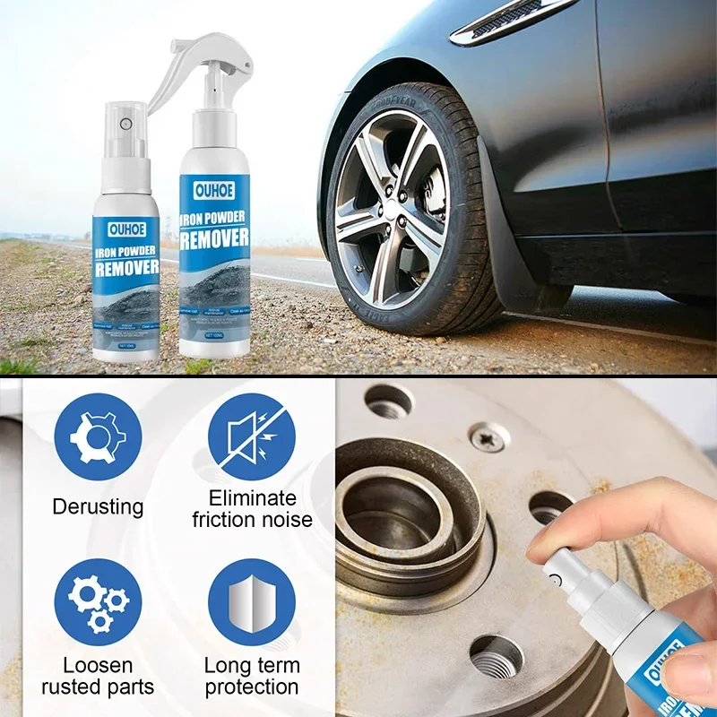 100ML Auto Iron Rust Removal Spray Rust Remover Liquid Long-term Neutral Car General Maintenance Supplies with Towel