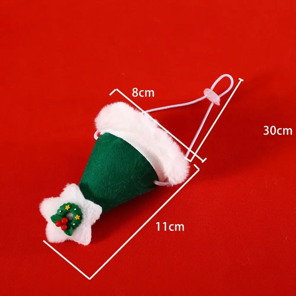 Cat Collar Red Pet Christmas Scarf Green Wool Warm Scarf Santa\'s Hat Cat