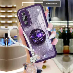Nova10 Case Bling Glitter Lanyard Diamond Holder Case For Huawei Nova 11 10 7 9 Se Mate 50 60 Pro 11i Phone Case Silicone Cover