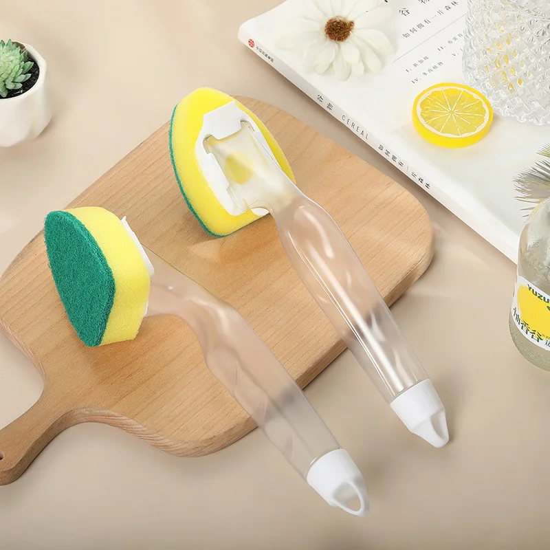 Detachable Sponge Cleaning Brush (25cm) - Refillable Kitchen Dish Scrubber