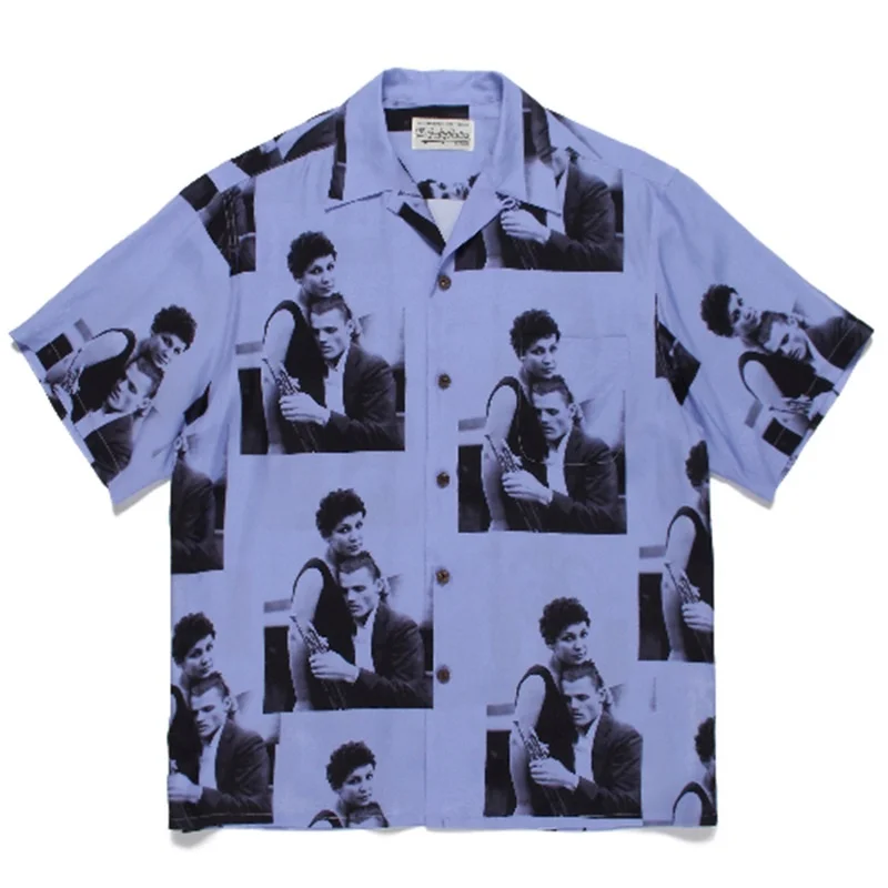 Y2K Trend Summer WACKO MARIA Harajuku Japanese Brand Jazz Vintage Brand Mens Womens Hawaii Short Sleeve Shirt