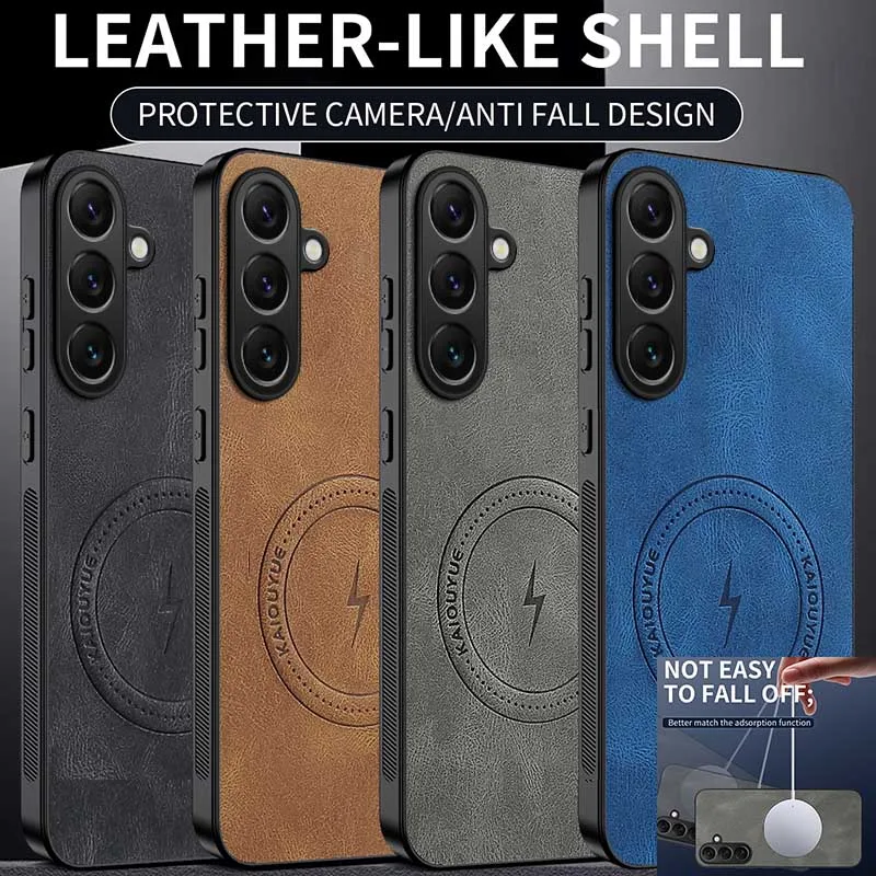 Funda de teléfono con patrón de napa para Samsung Galaxy A06 A07 A14 A15 A16 A17 A36 A52 A53 A54 A55 A56, funda de teléfono magnética respetuosa con la piel