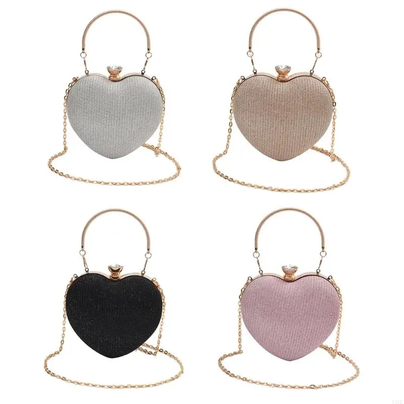 

63HC Women Heart Shaped Handbag Evening Clutch Bag Wedding Purse for Cocktail Party