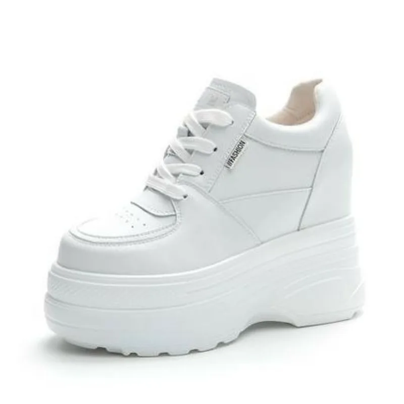 

Туфли-лодочки на танкетке 12 см, осенняя весенняя обувь из натуральной кожи, мокасины на скрытом каблуке, женская обувь высокого бренда на платформе