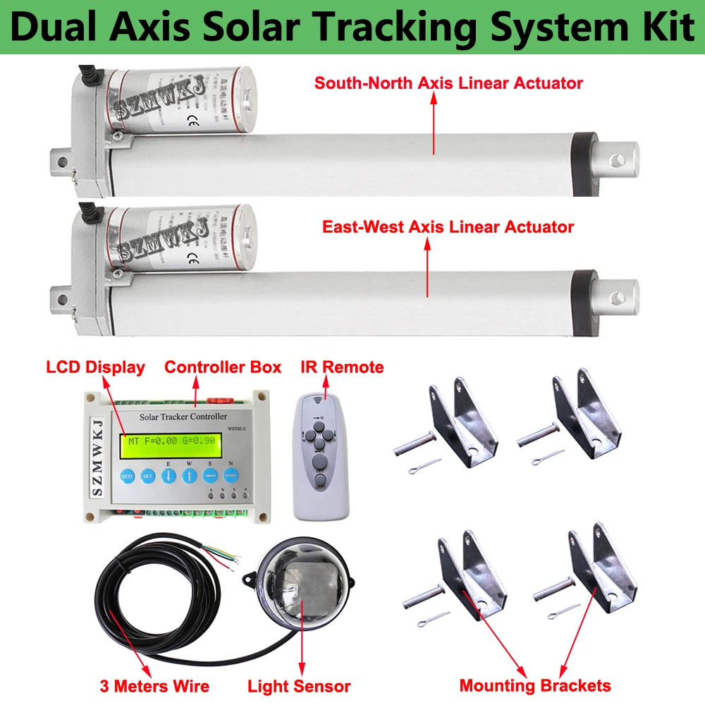 LCD Dual Axis Solar Tracking Tracker & E/W+N/S 10