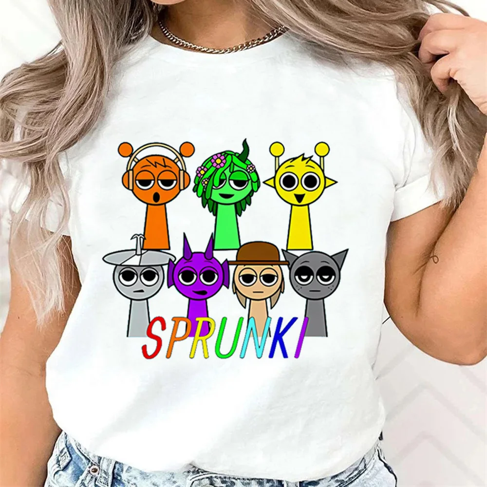 Sprunki shirt girl Digital Graphic korean clothes Colorful Punk t shirt anime korean clothes Graphic 2000s Punk Gothic
