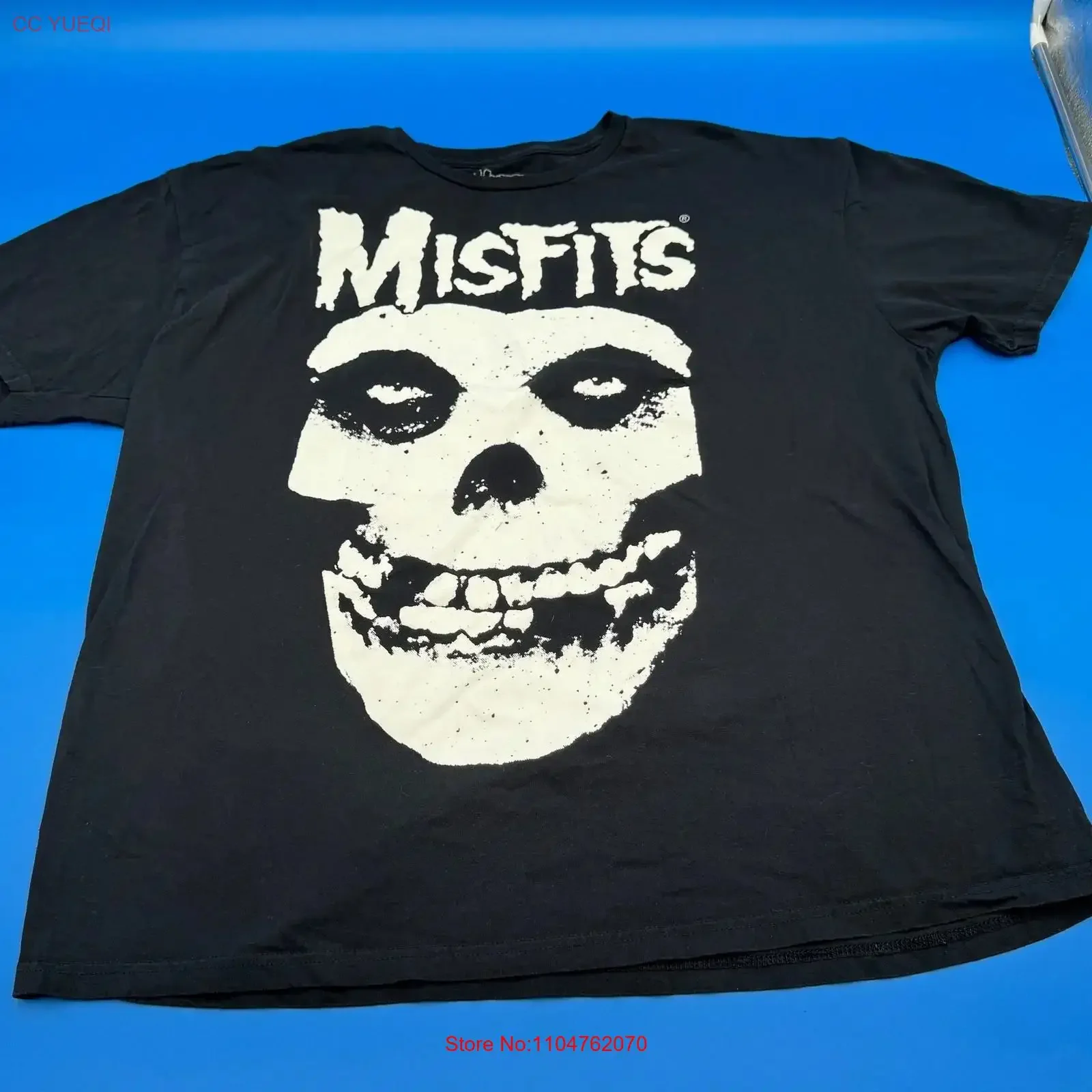 Camiseta Misfits Skull para hombre, 2XL, 2XG, 2TG, algodón negro, estilo vintage, ligeramente transpirable, para uso diario, ropa de calle para hombre