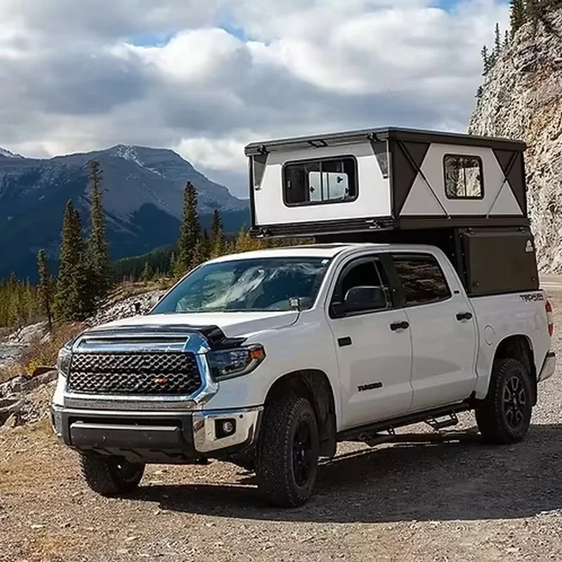 Modular Design East-west king Size Bed pop up Truck Camper Shell Caps Topper with Rooftop Tent