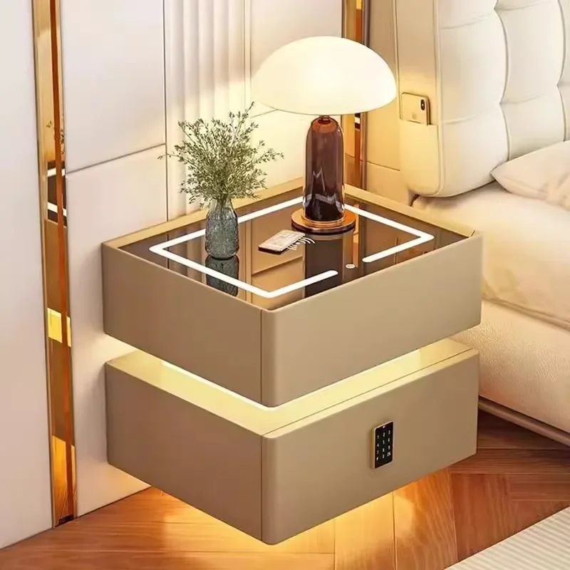 Mesita de Noche Flotante Moderna de Fábrica China 2026, Mesita de Noche LED para Dormitorio, Mesita de Noche Montada en la Pared