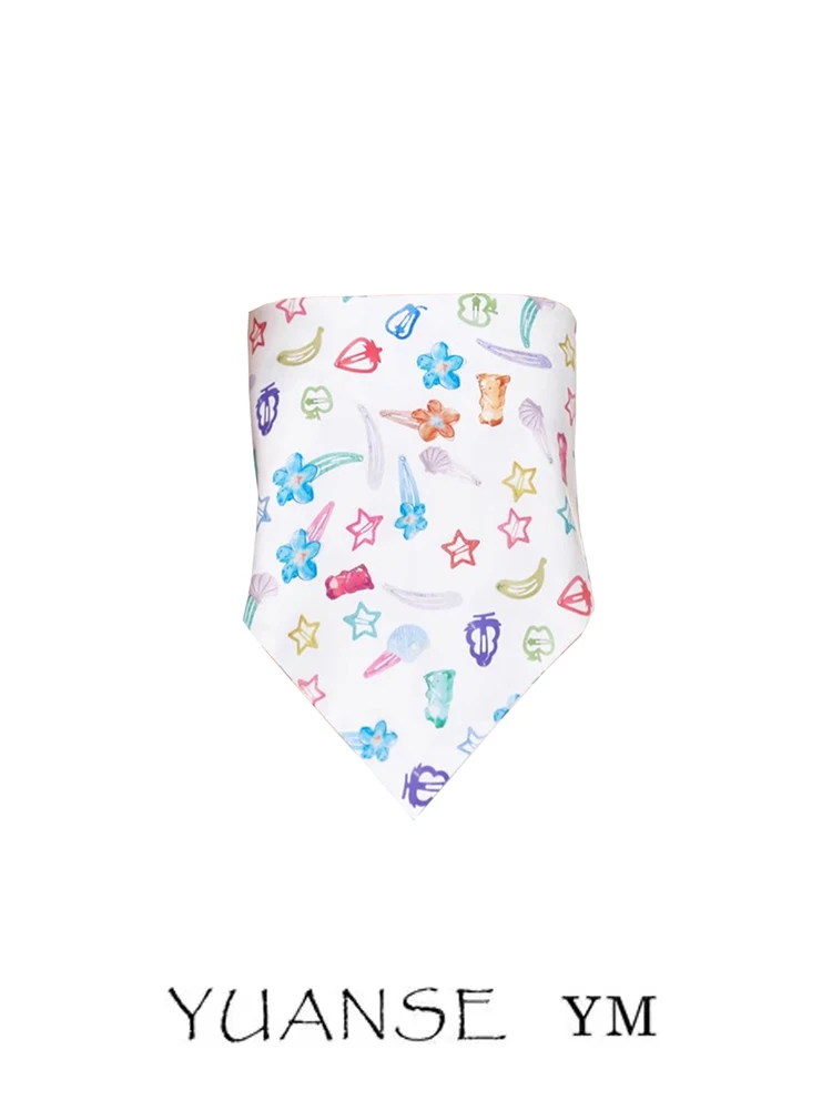  Summer Candy Hairpin Scarf Tube Top Cute Atmosphere Sensation Outerwear Sweet Style Short Length Other Material