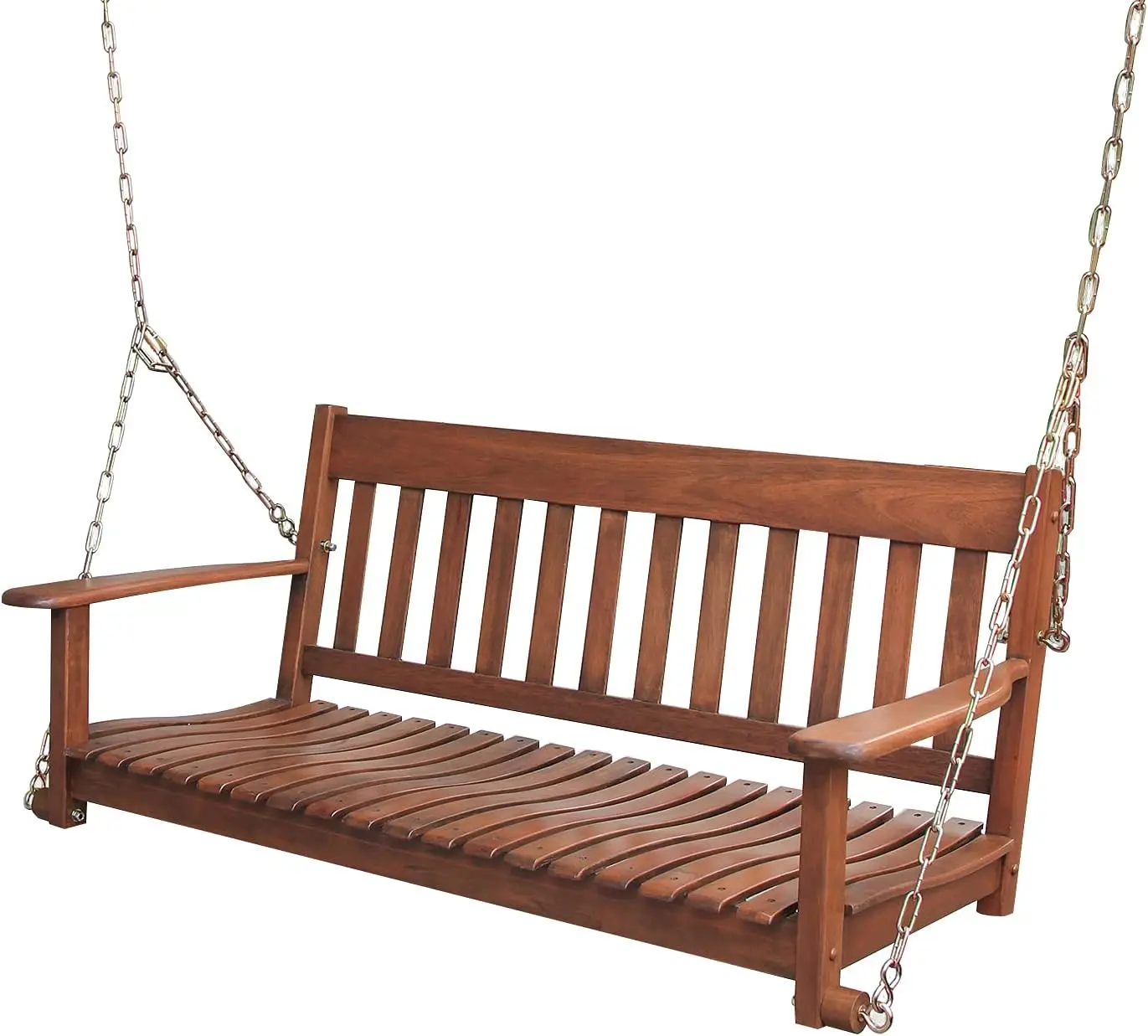 

Solid Wood Porch Swing, Natural Brown – Durable Outdoor Swing for Patio, Garden, Deck – Weather-Resistant Hanging Swing