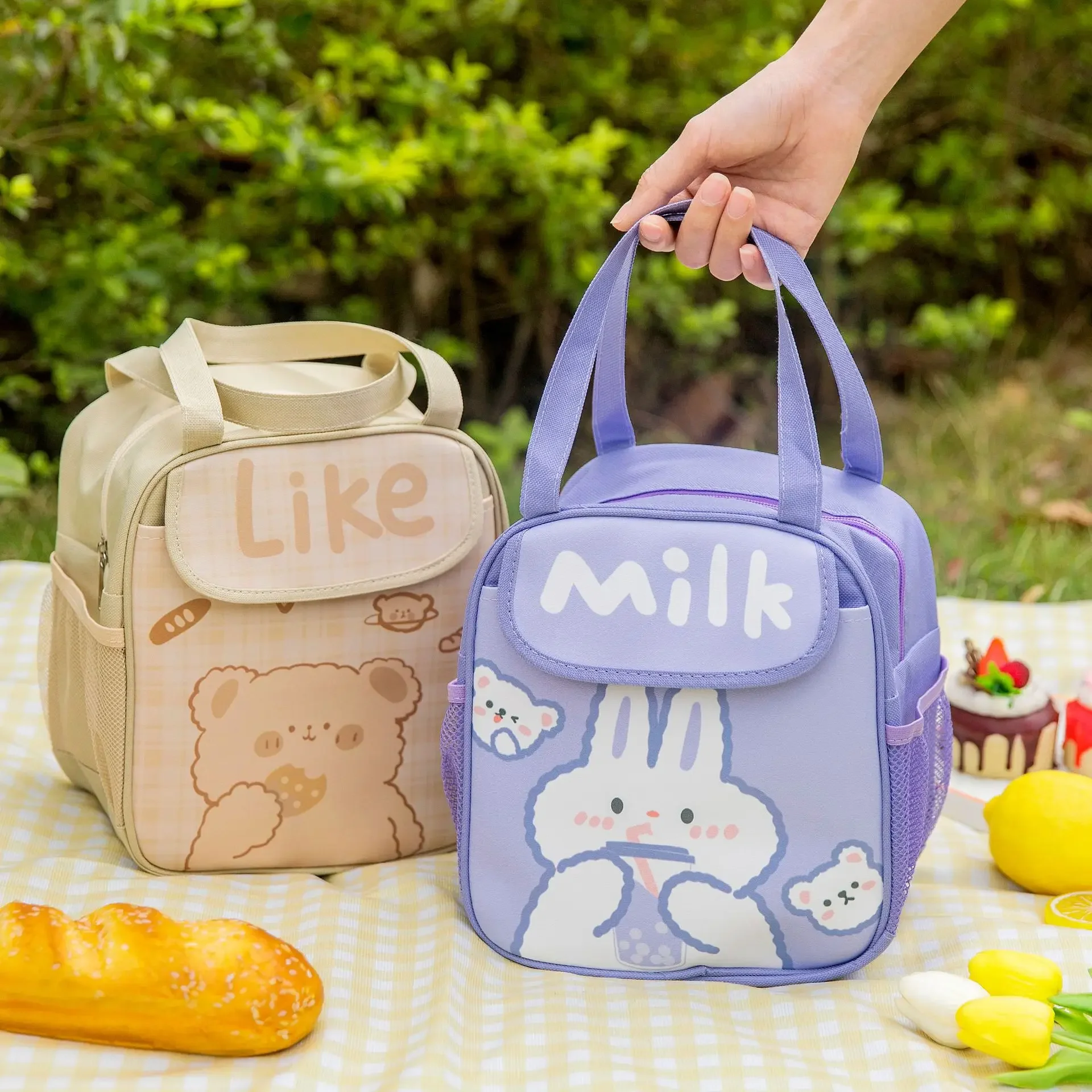 

Cartoon Bento Bag Portable Lunch Box Students Bring Rice Bento Large Capacity Children's Therm