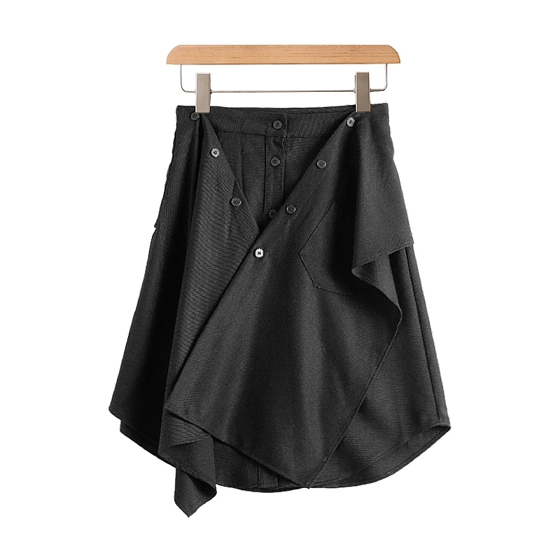 

Asymmetrical Detachable f Skirt A-Line Midi Skirt Winter Collection by West Lake Pavilion ly Polyester Fiber Color