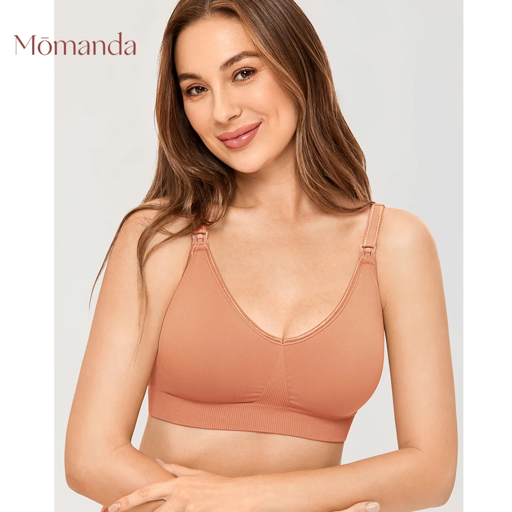 

Momanda Wirefree Nursing Bra Breastfeeding Maternity Seamless Comfort Support Bra Molded Removable Cups Soft Lactation Pregency